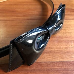 Kate Spade Black Patent Leather Bow Belt